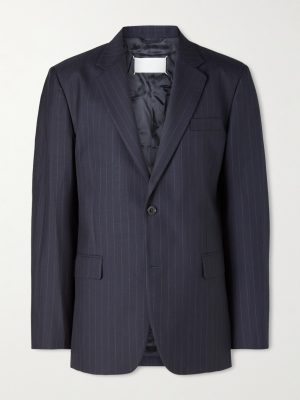 Pinstriped Wool Suit Jacket