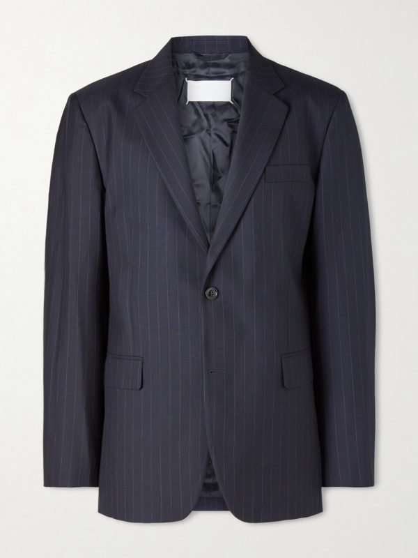 Pinstriped Wool Suit Jacket