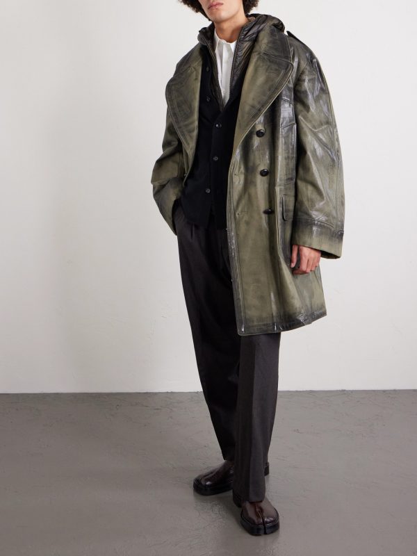 Double-Breasted Foiled Cotton Coat - OU Double-Breasted Foiled Cotton Coat - OU
