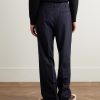 Straight-Leg Pinstriped Wool Trousers - BK Straight-Leg Pinstriped Wool Trousers - BK