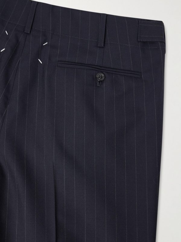 Straight-Leg Pinstriped Wool Trousers - CU Straight-Leg Pinstriped Wool Trousers - CU