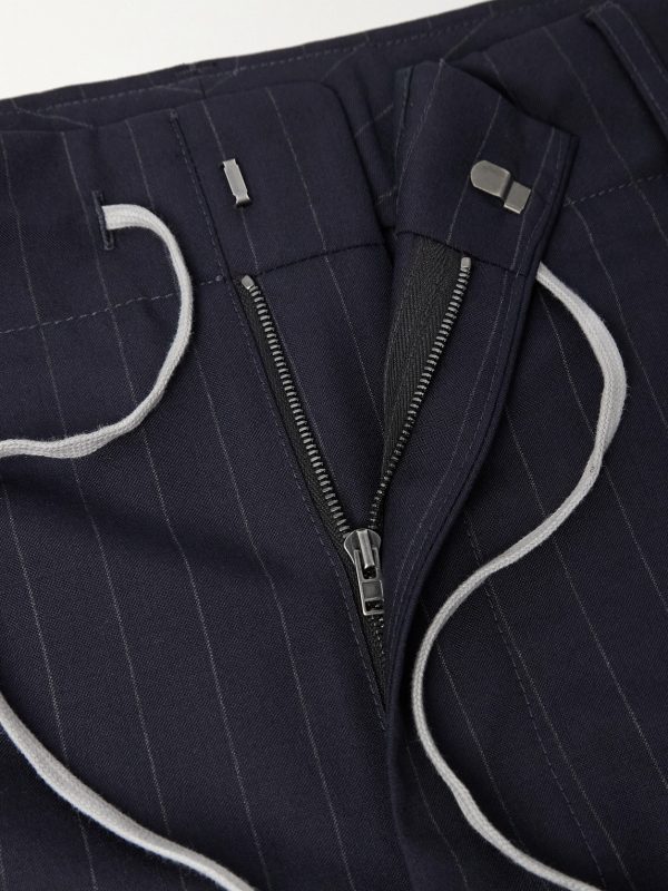 Straight-Leg Pinstriped Wool Trousers - E1 Straight-Leg Pinstriped Wool Trousers - E1