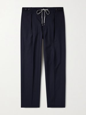 Straight-Leg Pinstriped Wool Trousers