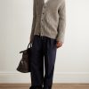 Straight-Leg Pinstriped Wool Trousers - OU Straight-Leg Pinstriped Wool Trousers - OU