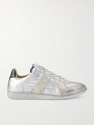 Replica Leather-Trimmed Shell Sneakers Replica Leather-Trimmed Shell Sneakers