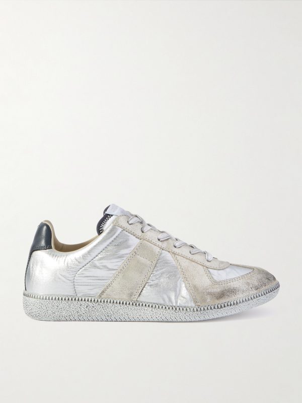 Replica Leather-Trimmed Shell Sneakers