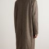Oversized Padded Striped Herringbone Wool Coat - BK Oversized Padded Striped Herringbone Wool Coat - BK