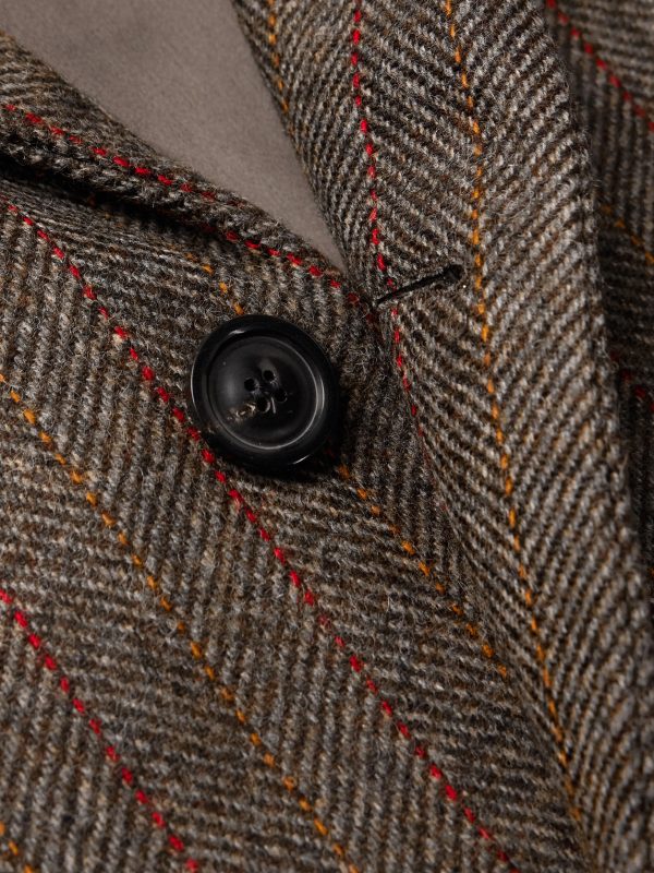 Oversized Padded Striped Herringbone Wool Coat - CU Oversized Padded Striped Herringbone Wool Coat - CU