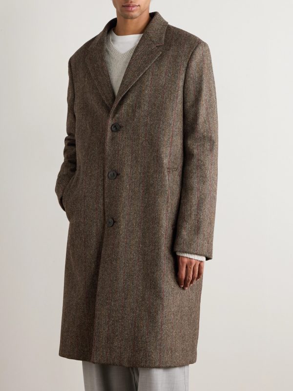 Oversized Padded Striped Herringbone Wool Coat - FR Oversized Padded Striped Herringbone Wool Coat - FR