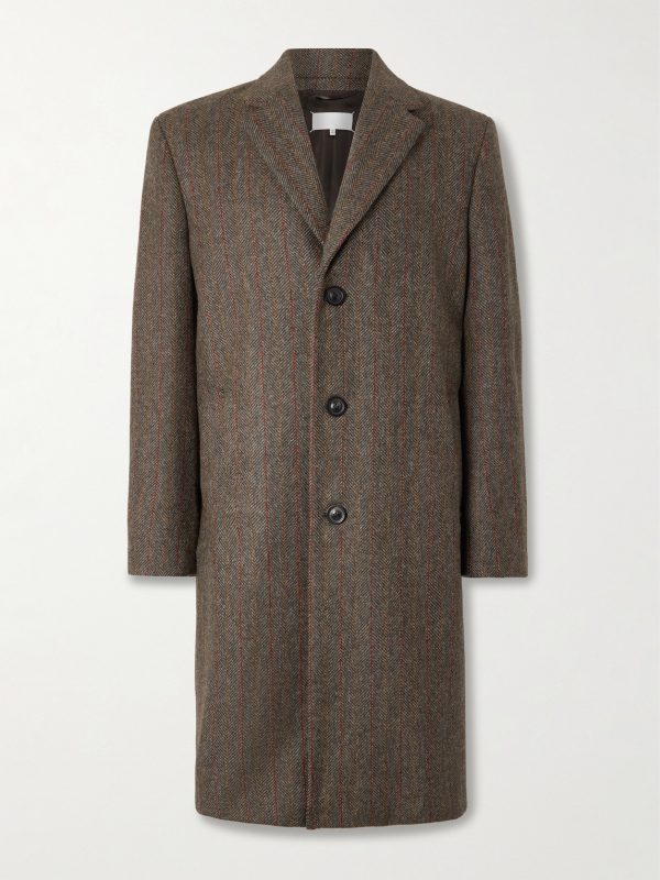 Oversized Padded Striped Herringbone Wool Coat Oversized Padded Striped Herringbone Wool Coat