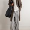 Oversized Padded Striped Herringbone Wool Coat - OU Oversized Padded Striped Herringbone Wool Coat - OU