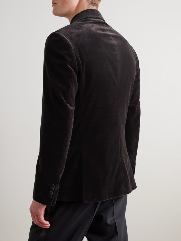 Double-Breasted Cotton-Velvet Tuxedo Jacket - BK