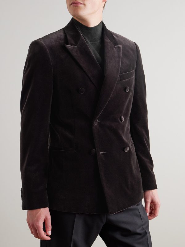 Double-Breasted Cotton-Velvet Tuxedo Jacket - FR