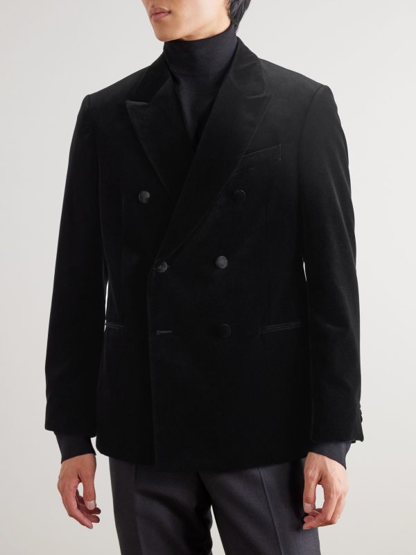 Double-Breasted Cotton-Velvet Tuxedo Jacket - FR Double-Breasted Cotton-Velvet Tuxedo Jacket - FR