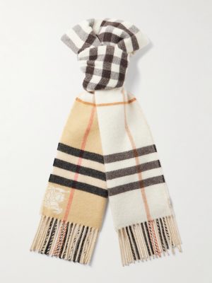 Fringed Checked Cashmere Scarf Fringed Checked Cashmere Scarf