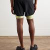 Layered Straight-Leg Logo-Print Shell and Stretch Recycled-Jersey Shorts - BK Layered Straight-Leg Logo-Print Shell and Stretch Recycled-Jersey Shorts - BK