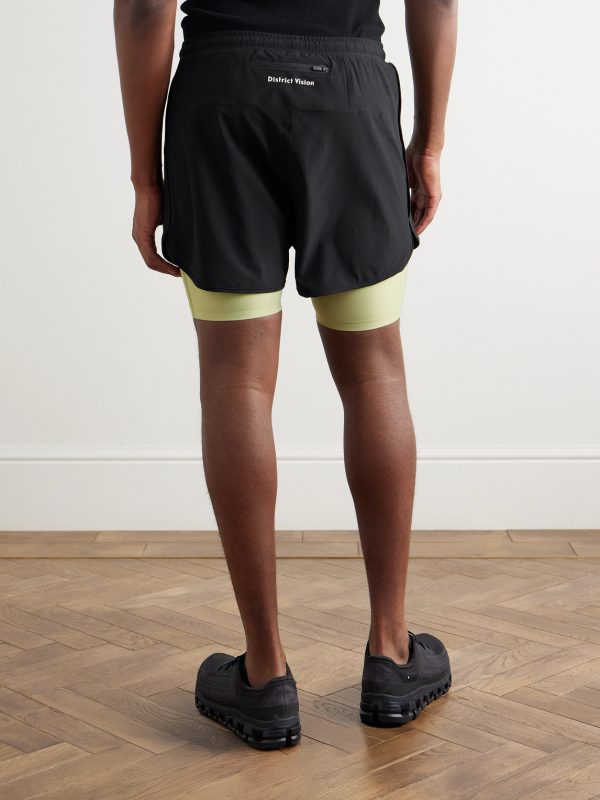 Layered Straight-Leg Logo-Print Shell and Stretch Recycled-Jersey Shorts - BK Layered Straight-Leg Logo-Print Shell and Stretch Recycled-Jersey Shorts - BK