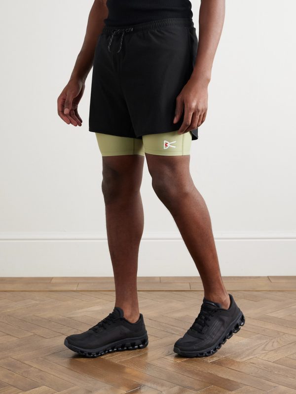 Layered Straight-Leg Logo-Print Shell and Stretch Recycled-Jersey Shorts - FR Layered Straight-Leg Logo-Print Shell and Stretch Recycled-Jersey Shorts - FR