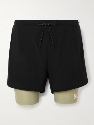 Layered Straight-Leg Logo-Print Shell and Stretch Recycled-Jersey Shorts