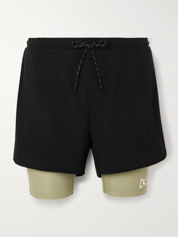 Layered Straight-Leg Logo-Print Shell and Stretch Recycled-Jersey Shorts Layered Straight-Leg Logo-Print Shell and Stretch Recycled-Jersey Shorts