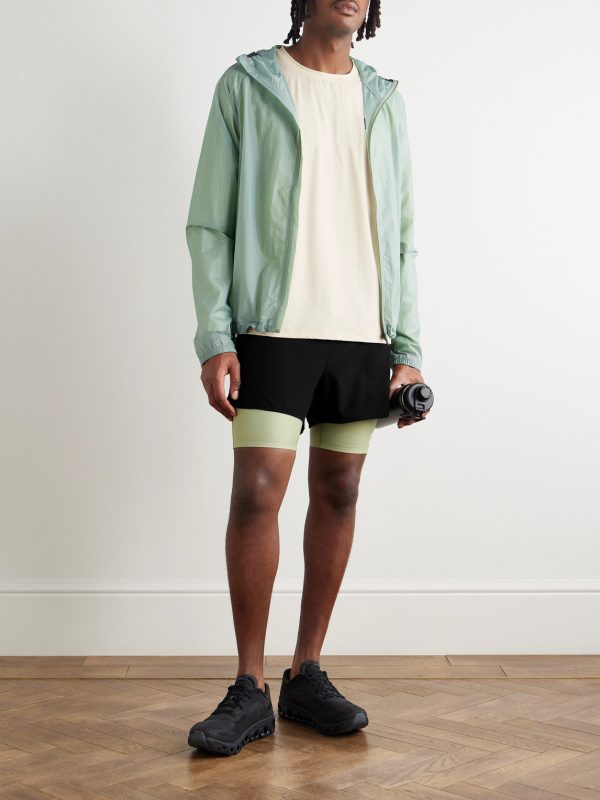 Layered Straight-Leg Logo-Print Shell and Stretch Recycled-Jersey Shorts - OU Layered Straight-Leg Logo-Print Shell and Stretch Recycled-Jersey Shorts - OU