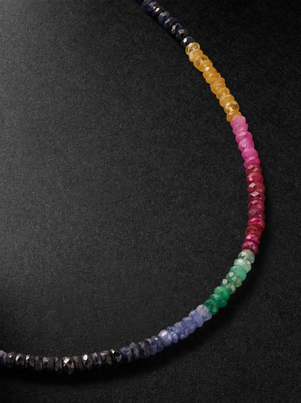 Dark Rainbow Gold Sapphire Beaded Necklace - CU Dark Rainbow Gold Sapphire Beaded Necklace - CU