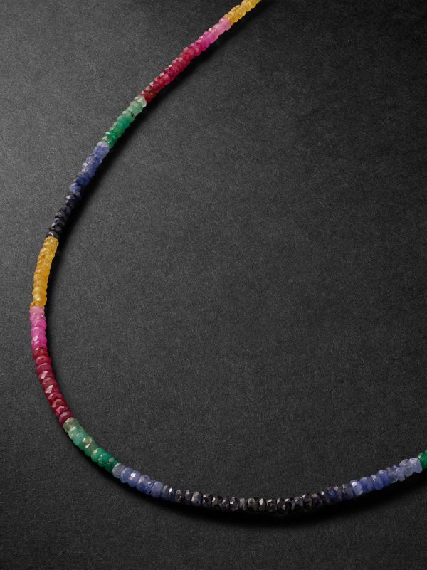 Dark Rainbow Gold Sapphire Beaded Necklace Dark Rainbow Gold Sapphire Beaded Necklace