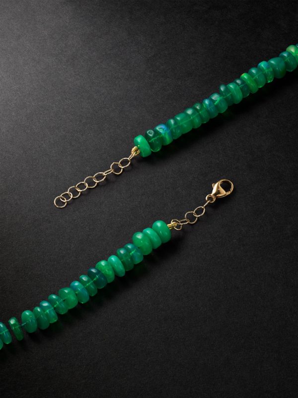 Jumbo Gold Opal Beaded Necklace - BK Jumbo Gold Opal Beaded Necklace - BK