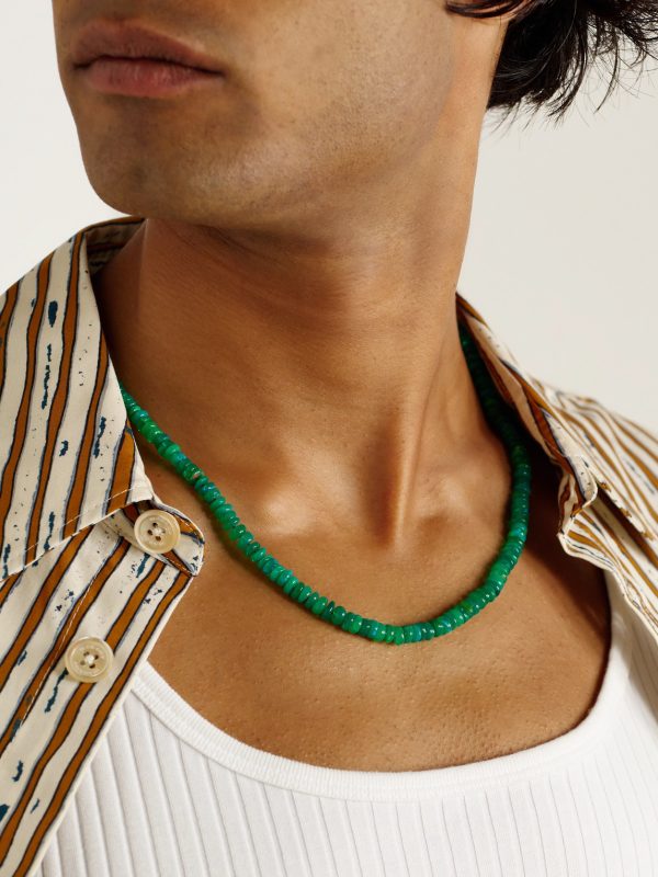 Jumbo Gold Opal Beaded Necklace - OU Jumbo Gold Opal Beaded Necklace - OU