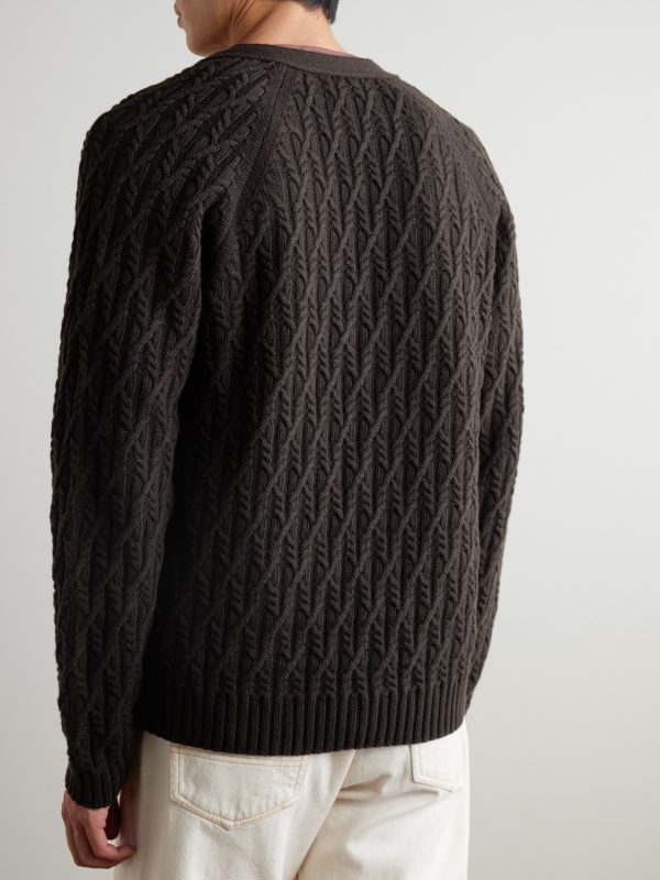Cable-Knit Wool Cardigan - BK