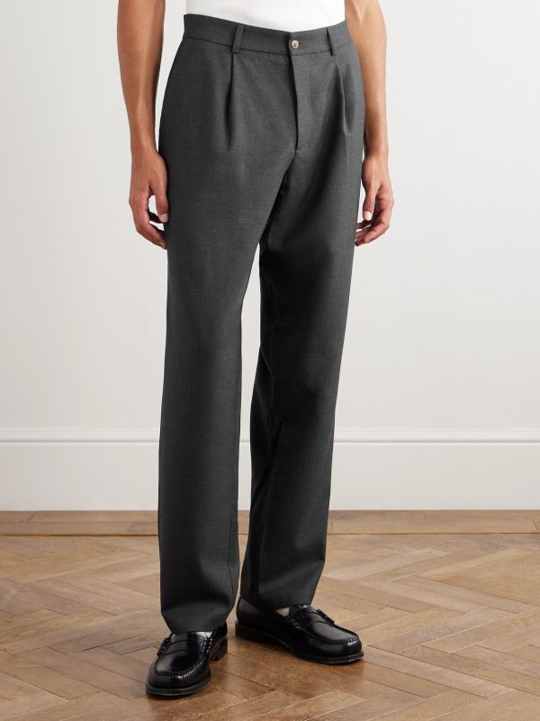 Straight-Leg Pleated Super 130s Wool Suit Trousers - FR Straight-Leg Pleated Super 130s Wool Suit Trousers - FR