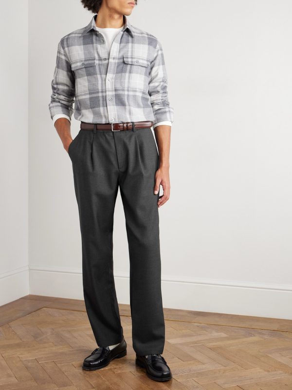 Straight-Leg Pleated Super 130s Wool Suit Trousers - OU Straight-Leg Pleated Super 130s Wool Suit Trousers - OU