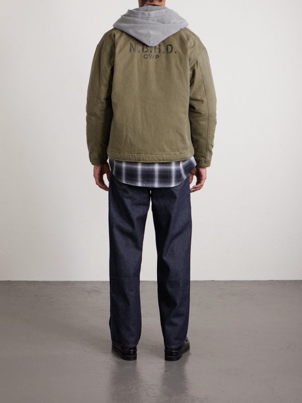 N-1 Fleece-Trimmed Logo-Print Padded Cotton Jacket - BK N-1 Fleece-Trimmed Logo-Print Padded Cotton Jacket - BK