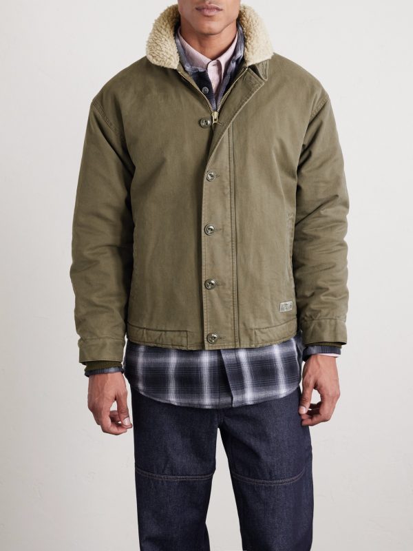 N-1 Fleece-Trimmed Logo-Print Padded Cotton Jacket - FR N-1 Fleece-Trimmed Logo-Print Padded Cotton Jacket - FR