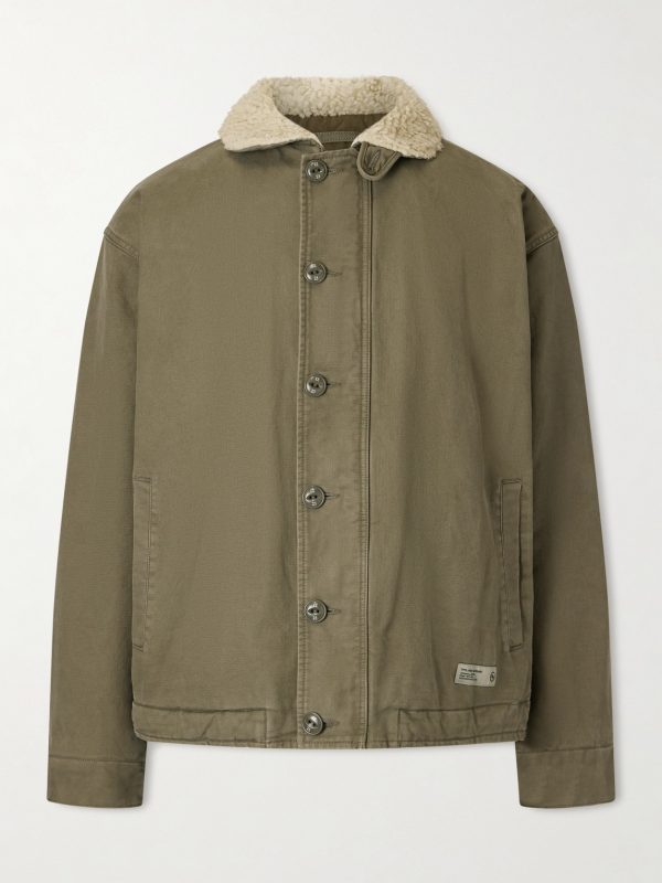 N-1 Fleece-Trimmed Logo-Print Padded Cotton Jacket N-1 Fleece-Trimmed Logo-Print Padded Cotton Jacket