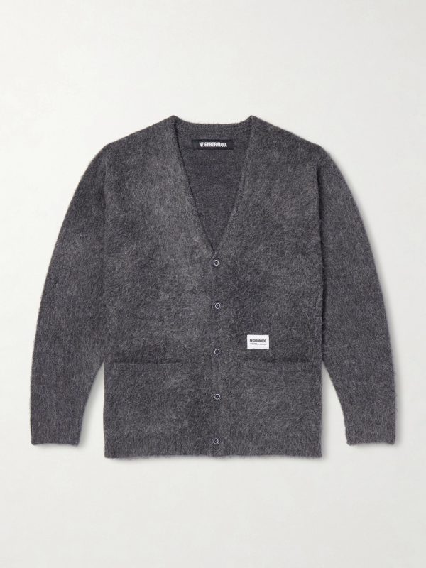 Logo-Appliquéd Brushed Cardigan Logo-Appliquéd Brushed Cardigan
