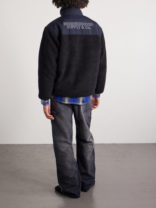 Logo-Embroidered Shell-Trimmed Fleece Jacket - BK