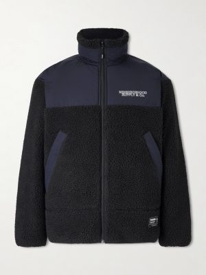 Logo-Embroidered Shell-Trimmed Fleece Jacket Logo-Embroidered Shell-Trimmed Fleece Jacket