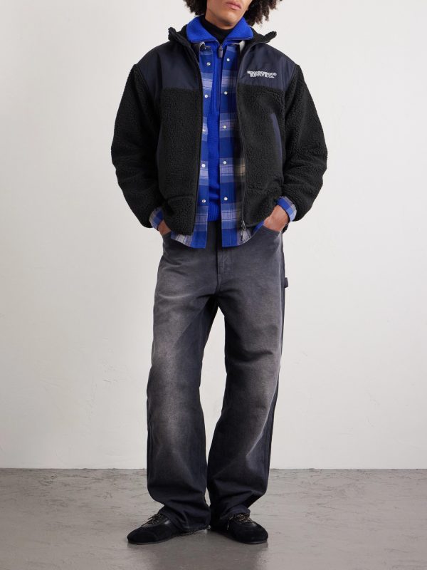 Logo-Embroidered Shell-Trimmed Fleece Jacket - OU