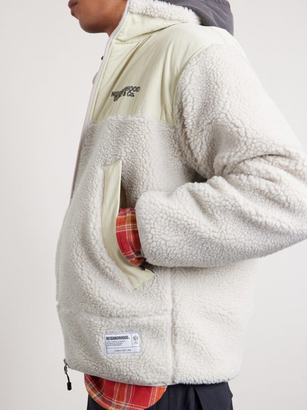 Logo-Embroidered Shell-Trimmed Fleece Jacket - CU Logo-Embroidered Shell-Trimmed Fleece Jacket - CU