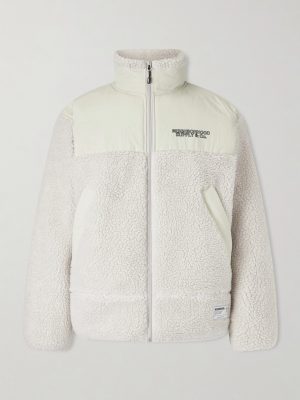Logo-Embroidered Shell-Trimmed Fleece Jacket Logo-Embroidered Shell-Trimmed Fleece Jacket