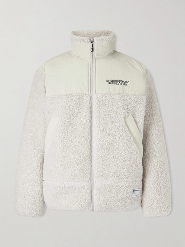 Logo-Embroidered Shell-Trimmed Fleece Jacket Logo-Embroidered Shell-Trimmed Fleece Jacket
