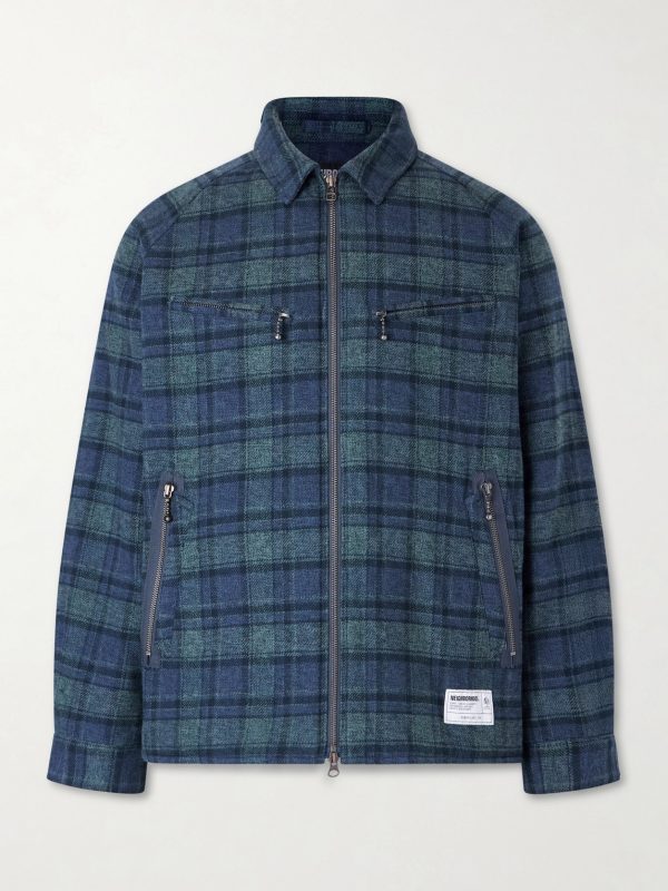 Padded Checked Cotton-Drill Blouson Jacket