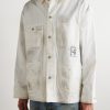 Corduroy-Trimmed Paint-Splattered Denim Jacket - FR