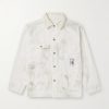 Corduroy-Trimmed Paint-Splattered Denim Jacket