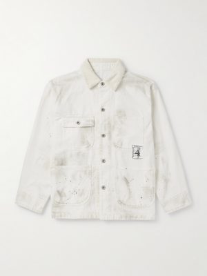 Corduroy-Trimmed Paint-Splattered Denim Jacket Corduroy-Trimmed Paint-Splattered Denim Jacket