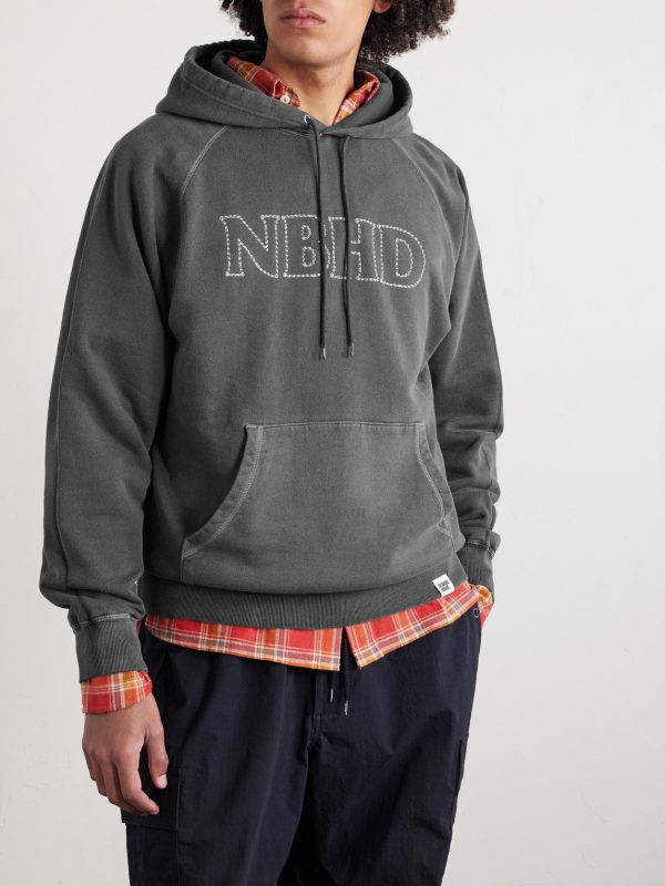 Logo-Embroidered Pigment-Dyed Cotton-Jersey Hoodie - FR Logo-Embroidered Pigment-Dyed Cotton-Jersey Hoodie - FR