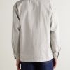 Hickory Striped Cotton Half-Zip Overshirt - BK Hickory Striped Cotton Half-Zip Overshirt - BK