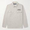 Hickory Striped Cotton Half-Zip Overshirt Hickory Striped Cotton Half-Zip Overshirt
