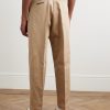 Two Tuck Straight-Leg Cotton-Blend Trousers - BK Two Tuck Straight-Leg Cotton-Blend Trousers - BK